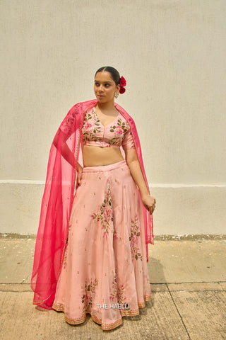 Gulaab Rose Organza Silk Lehenga