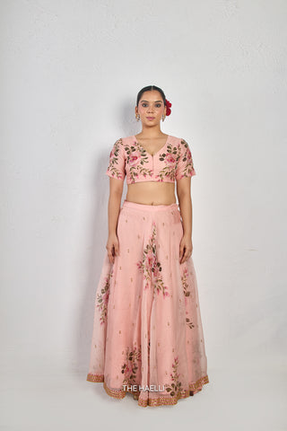 Gulaab Rose Organza Silk Lehenga