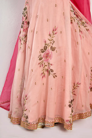 Gulaab Rose Organza Silk Lehenga