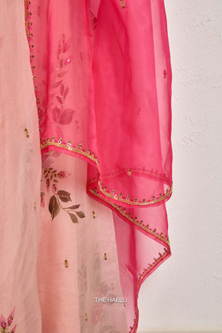 Gulaab Rose Organza Silk Lehenga