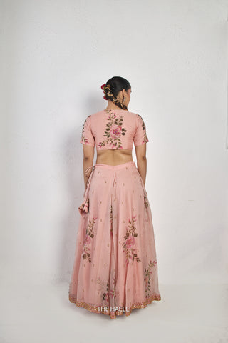 Gulaab Rose Organza Silk Lehenga