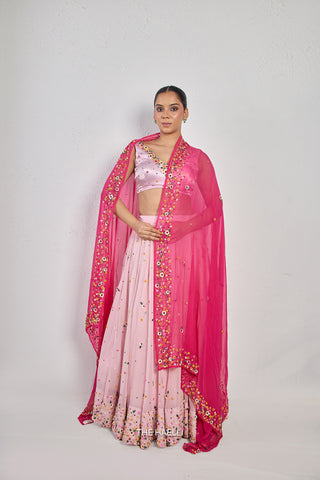 Lily Pink Georgette Lehenga