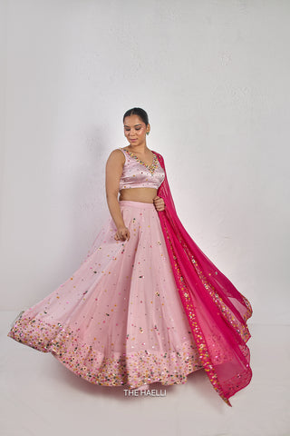 Lily Pink Georgette Lehenga