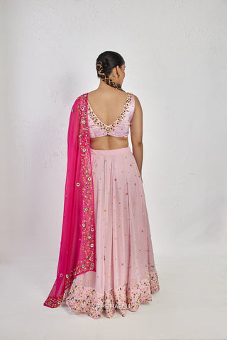 Lily Pink Georgette Lehenga