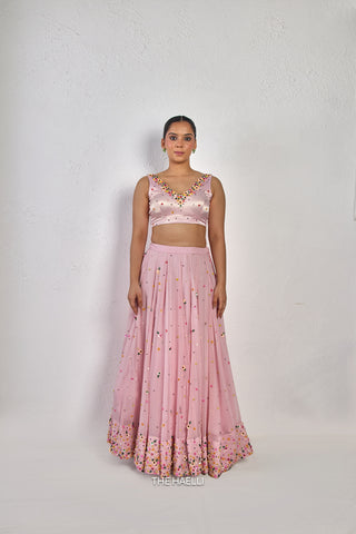 Lily Pink Georgette Lehenga