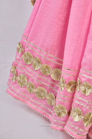 Meena Pink Mul Chanderi Lehenga