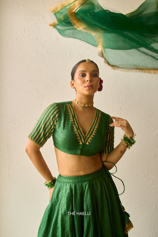 Padmini Green Tussar Silk Lehenga