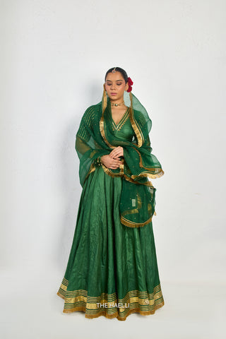 Padmini Green Tussar Silk Lehenga