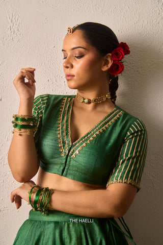 Padmini Green Tussar Silk Lehenga