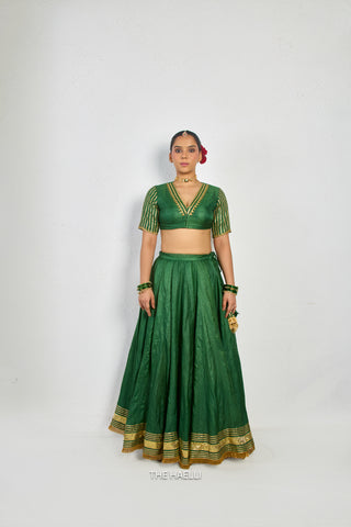 Padmini Green Tussar Silk Lehenga