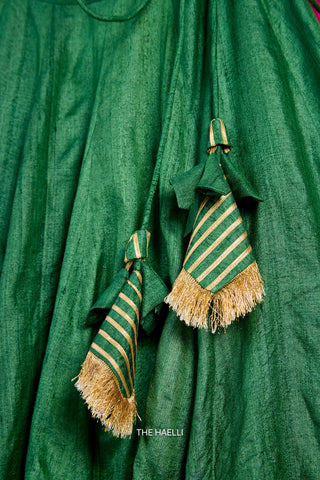 Padmini Green Tussar Silk Lehenga