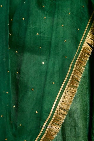 Padmini Green Tussar Silk Lehenga
