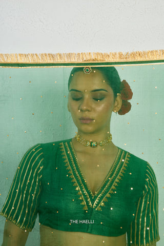 Padmini Green Tussar Silk Lehenga