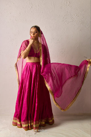 Padmini Magenta Tussar Silk Lehenga