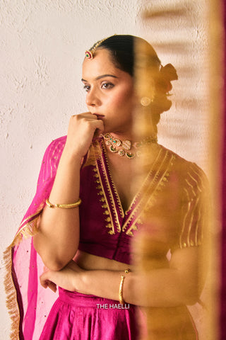 Padmini Magenta Tussar Silk Lehenga