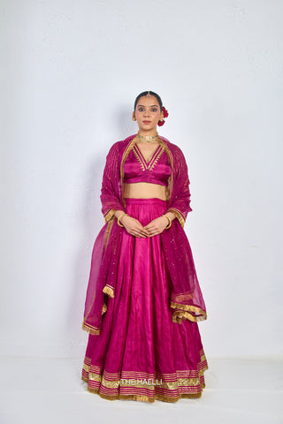 Padmini Magenta Tussar Silk Lehenga