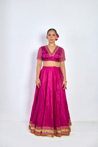 Padmini Magenta Tussar Silk Lehenga