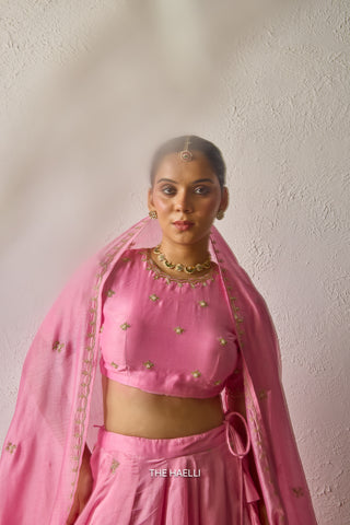 Kavi Pink Mul Chanderi Lehenga