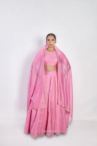 Kavi Pink Mul Chanderi Lehenga