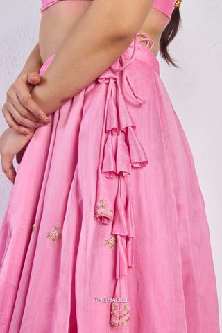 Kavi Pink Mul Chanderi Lehenga