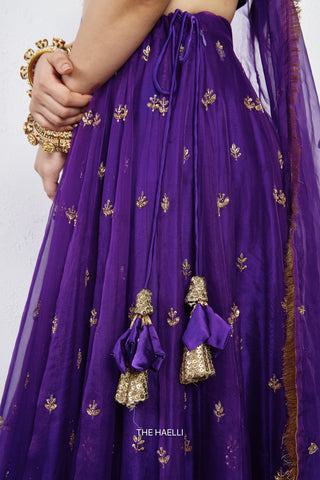 Lekha Purple Organza Silk Lehenga