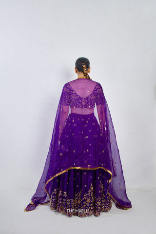 Lekha Purple Organza Silk Lehenga