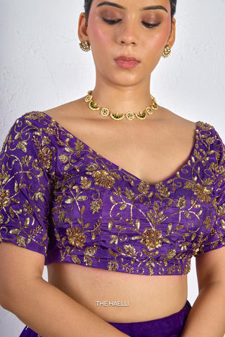 Lekha Purple Organza Silk Lehenga
