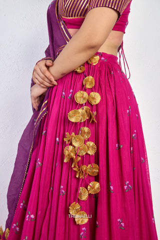 Neera Magenta Mul Chanderi Lehenga