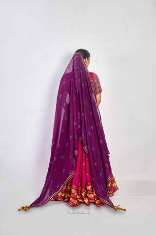 Neera Magenta Mul Chanderi Lehenga