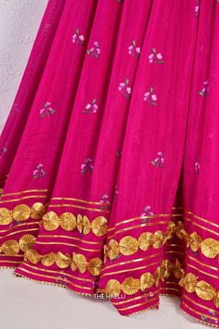 Neera Magenta Mul Chanderi Lehenga