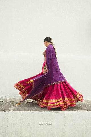 Neera Magenta Mul Chanderi Lehenga