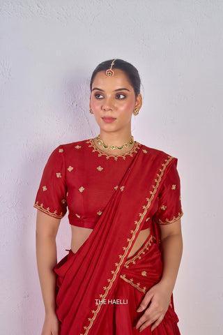 Kavi Red Mul Chanderi Lehenga