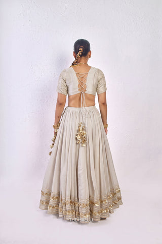 Meena Grey Mul Chanderi Lehenga