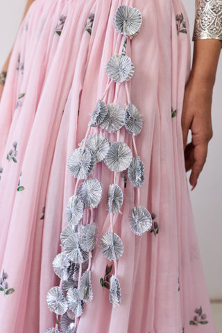 Neera Pink Mul Chanderi Lehenga