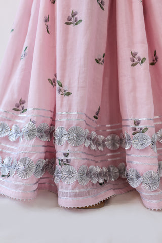 Neera Pink Mul Chanderi Lehenga