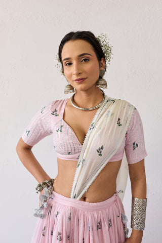 Neera Pink Mul Chanderi Lehenga
