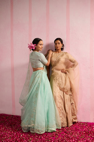 Jalpari Mint Organza Silk Lehenga