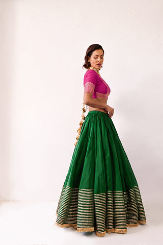 Meera Green Mul Chanderi Lehenga