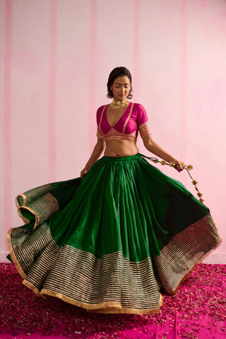 Meera Green Mul Chanderi Lehenga