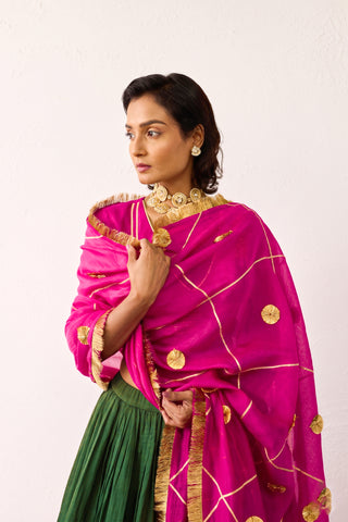 Meera Green Mul Chanderi Lehenga