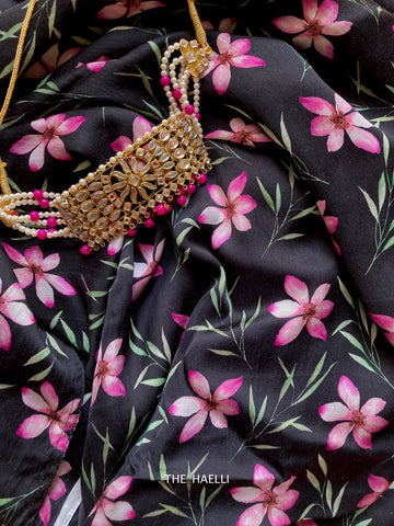 Midnight Blush Silk Saree