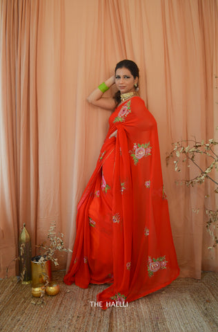 Love At First Sight Red Georgette Saree