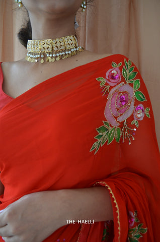 Love At First Sight Red Georgette Saree