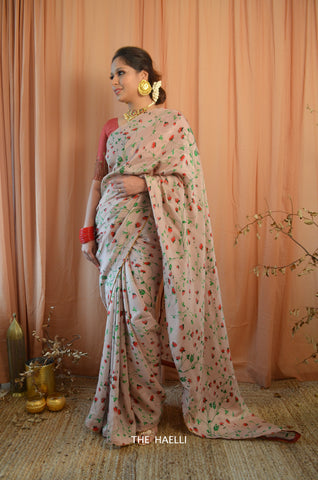 Blooming Dales Pink Uppada Silk Saree