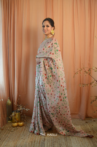 Blooming Dales Pink Uppada Silk Saree