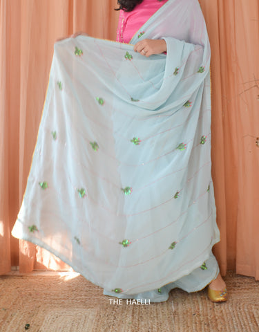 The Cactus Story Blue Georgette Saree
