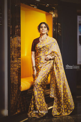 Sunflower Beige Uppada Silk Saree