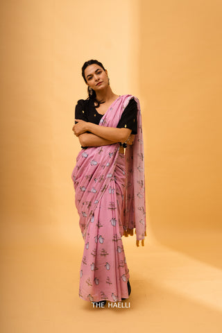 Penguin Mauve Cotton Saree