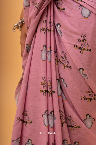 Penguin Mauve Cotton Saree