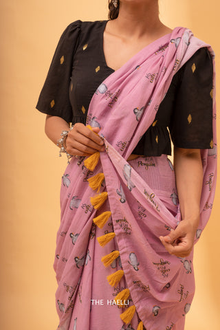 Penguin Mauve Cotton Saree